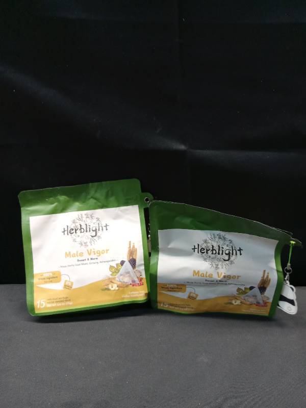 lot 2334 image: 2 pack Herblight Male Vigor Sweet and Warm 15 Tea Bags