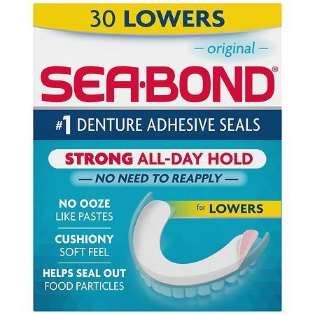 lot 4291 image: Sea Bond Lower Secure Denture Adhesive Seals  For an All Day Strong Hold  Original Flavor Seals  30 Count - Retail $96
