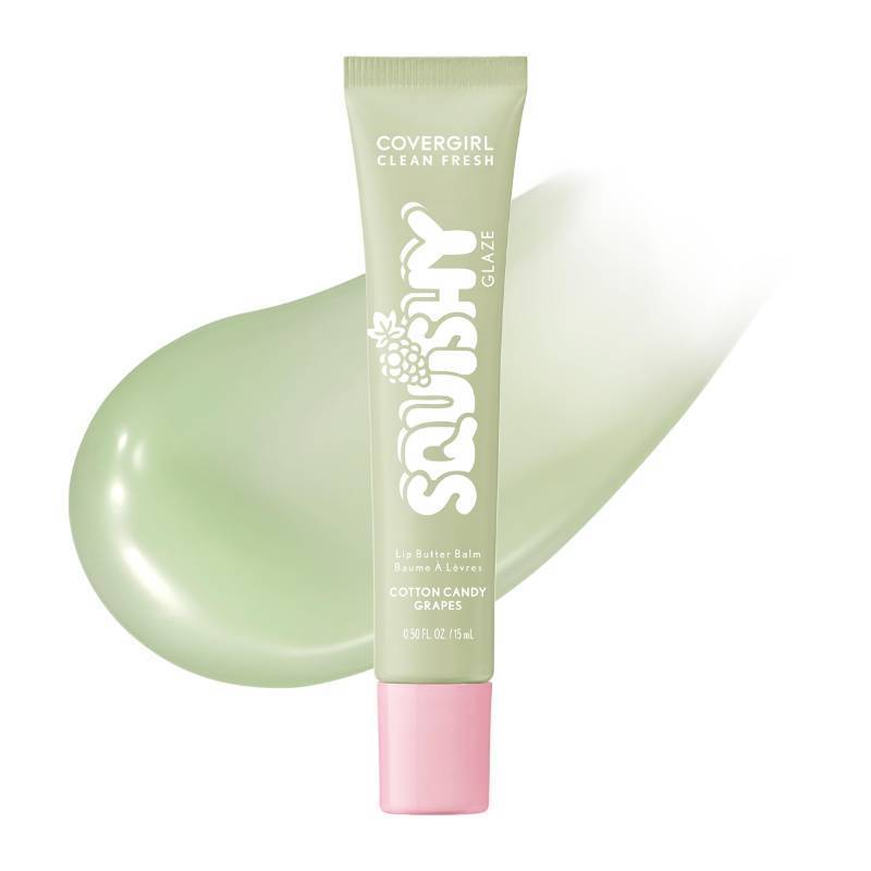 lot 3015 image: COVERGIRL Clean Fresh Squishy Glaze Lip Butter Balm, Flavored, Non-Sticky, with Vitamin E &amp Shea Butter �� 120 Cotton Candy Grapes (Sheer Mint)&nbsp