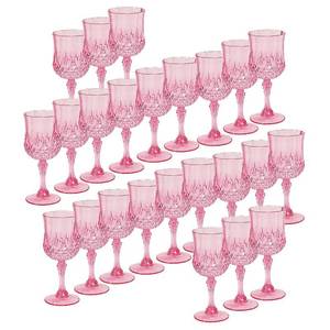 lot 4184 image: Fun Express Bulk 48 Count Patterned Plastic Wine Glasses, Disposable, 8 ounce, Wedding, Reception, Grand Event Party Supplies - Retail $92