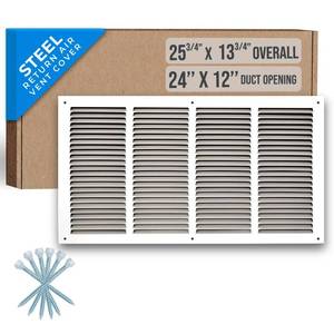 lot 4187 image: Fits 24x12 Duct Opening  Steel Return Air Grille by Handua  Vent Cover Grill for Sidewall and Ceiling  White  HVAC Cold Air Intake Grille  Outer Dimensions 25.75W X 13.75 - Retail $42