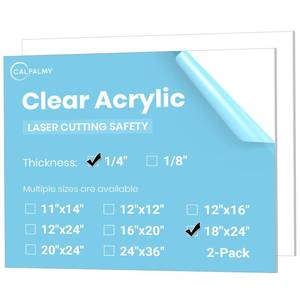 lot 4191 image: CALPALMY (2-Pack) 18x24 Inch Clear Acrylic Sheet - 14 Inch Thick Acrylic Plexiglass Panel for Laser Cutting, DIY Crafts, Signage, and Engraving Projects - Retail $42