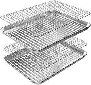 lot 4192 image: ROTTAY Baking Sheet, Half Sheet Pan with Cooling Rack Set 2 Pans  2 Racks, Stainless Steel Baking Pan for Oven, Warp Resistant & Heavy Duty & Rust Free, Size 18 x 12 x 1 Inches - Retail $36