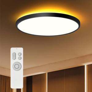 lot 4194 image: ocioc 18 inch Ceiling Light with Remote, 40W LED Flush Mount Light Fixture with 2000K Backlight, 3000K-6500K Light Color Changing, Black Ceiling Light Fixture for Bedroom,Living Room,Kitchen - Retail $64