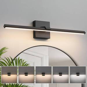 lot 4195 image: CCYCOL Black Bathroom Vanity Light Fixture - 24 Inch Modern Bathroom Light Fixtures Over Mirror 18W 5CCT Dimmable LED Vanity Light Bar for Bathroom Wall Sconce Lighting - Retail $70