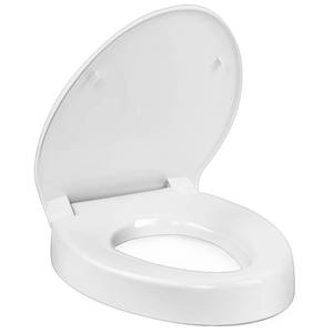 lot 4200 image: Raised Toilet Seat 3 Inch for Standard Elongated Toilets 18-19 Inch Bowl Length, Not Compatible with Round or One-Piece Toilets, Slow-Close Lid, Non-Slip Stable Design, 772 lb Capacity - Retail $60