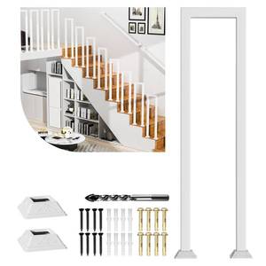 lot 4202 image: ACQUAN Stair Guardrail, Indoor & Outdoor Step Handrail, Porch Handrail and Deck Fence, White Metal Staircase Railing, with Decorative Cover (40IN102CM) - Retail $62