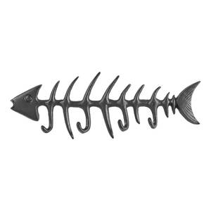 lot 4205 image: Danya B. Dark Brown Cast Iron Fishbone Decorative Wall Sculpture Utility Hook Unit with 4 Hooks - Retail $32