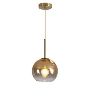 lot 4217 image: KCO Lighting Glass Globe Hanging Light Fixture Modern Gold Pendant Lights Kitchen Island Mid Century Dining Room Hanging Light Fixtures Over Table Single Pendant Light - Retail $74