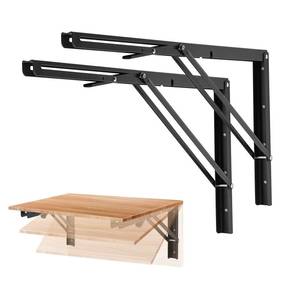lot 4220 image: Ravinte 2 Pack 22 Inch Folding Shelf Brackets Matte Black, Heavy Duty Collapsible Brackets for Tables and Benches Space-Saving Design - Retail $31