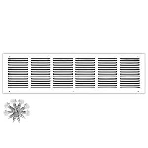 lot 4224 image: 32x8 Return Air Vent Cover Grille for Wall or Ceiling Duct Opening - Flat Stamped Steel Grill by HVAC Premium - White - Overall Size 33.75 x 9.75 - Retail $49