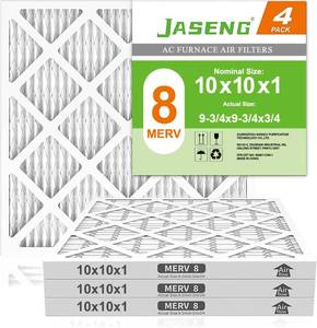 lot 4227 image: JASENG Furnace Filters 10x20x1 MERV 8, MPR 600, Air Filter (4 Pack) for HVAC, AC Furnace - Actual Size 9.75x19.75x0.75 - Retail $55