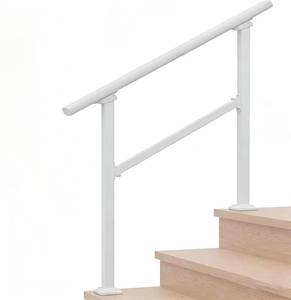 lot 4228 image: Metty Metal Hand Rails for Outdoor Steps 3 Steps Stair Handrail &amp Indoor Stair Railing Kit Railings for Outdoor Steps for Fence &amp Outdoor Steps - Retail $60