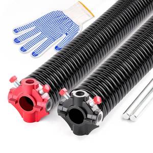 lot 4237 image: Pair of 2 Garage Door Torsion Springs Set with Non-Slip Winding Bars, High Quality Electrophoresis Oil-Free Black Coated for Replacement & Installation, MIN 16000 Cycles(0.234X2X28) - Retail $90