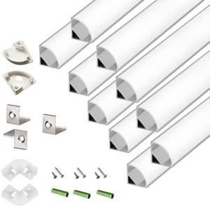 lot 4240 image: THMOOTHER 10-Pack 3.3FT 1Meter V Shape LED Strip Aluminum Channel Diffuser System, Extruded Alu Track Milky Cover with Corner Connector and Mounting Kit,Easy Cut and Installed Curved Lens Profile - Retail $26