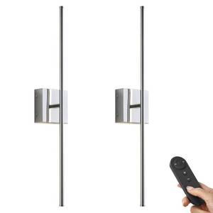 lot 4245 image: KARTOOSH Battery Operated Wall Sconces with Remote Control, Dimmable Wall Sconces Set of Two, 350°Rotate, 3000K LED Chrome Wireless Wall Light for Living Room, Hallway, Bedroom, 24.4 Inch (2 Pack) - Retail $93