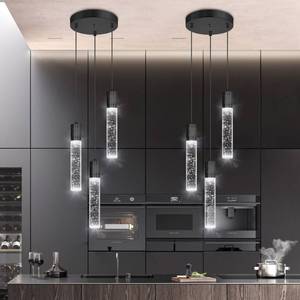 lot 4247 image: dolria 3-Lights Pendants Light for Kitchen Island Chandeliers Dining Room Pendant Lighting Fixture Bubble Crystal Ceiling Hanging Lights Bedroom Island Kitchen 6000K White Light Fixtures Black - Retail $116