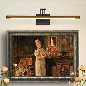 lot 4253 image: VitaLink LED Picture Light, 27.5 Hardwired Wooden Dimmable Wall Light with Adjustable Swing Arm Wall Pictures Artworks Paintings Display Lighting Bathroom Wall Lamp Vanity Light 5CCT - Retail $79
