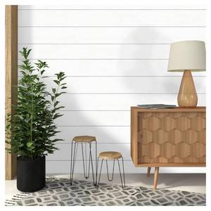 lot 4256 image: Luxdecor Real Wood Planks for Wall- White Shiplap Boards 5 Peel and Stick Shiplap Boards 10 Pieces Wall Shiplap Planks Board 12.5 Sq Ft - Retail $66