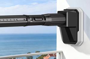 lot 4258 image: FADOTY Tension Curtain Rods No Drilling, Extra Long Tension Rod 41-139 Inch, Heavy Duty Shower Curtain Rod for Outdoor Patio Bathroom Windows Room Divider, Adjustable, Anti-Slip, No Rust, Black - Retail $41