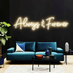lot 4261 image: 45.5 Super Large Always And Forever Neon Sign Big with Remote Dimmer, Three-pieces Free Combination Forever And Always Neon Light for Wall Decor, Wedding Proposal Bedroom Bar, Warm White - Retail $80