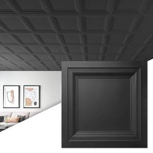 lot 4263 image: Art3d 12-Pack Square Black Drop Ceiling Tile 2ft x 2ft, PVC Ceiling Panel 24 x 24in. - Retail $59