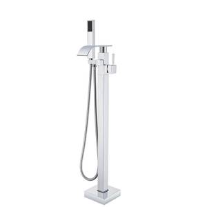 lot 4271 image: Senlesen Bathroom Chrome Freestanding Tub Faucet Floor Mounted Bathtub Shower Faucet with Handheld Sprayer - Retail $107