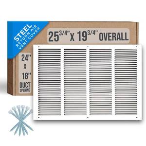 lot 4273 image: Fits 24x18 Duct Opening  Steel Return Air Grille by Handua  Vent Cover Grill for Sidewall and Ceiling  White  HVAC Cold Air Intake Grille  Outer Dimensions 25.75W X 19.75 - Retail $51