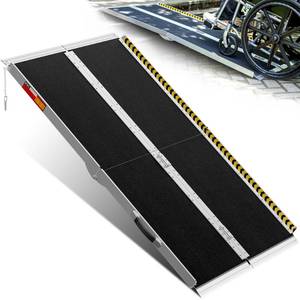 lot 1004 image: VNN Portable Wheelchair Ramp 5FT, Seamless Non-Slip Aluminum Ramps for Wheelchairs for Home, Handicap Wheelchair Ramps for Home Steps, Aluminum Loading Dock Plates, Black - Retail $200