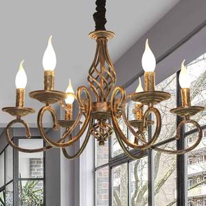 lot 1005 image: Ganeed Rustic 6-Light Chandeliers,French Country Vintage Chandelier,Metal in Antique Bronze Pendant Chandelier,Pendant Light Fixture for Island Kitchen Farmhouse Dining Room Living Room - Retail $99