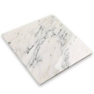 lot 1015 image: Diflart Natural Marble Stone Cutting Board for Kitchen, 16x16 Inch, Ink White, Marble Slab Pastry Board Large with Non-Slip Feet for Baking, Cheese, CharcuterieChocolate, Pack of 1 Piece - Retail $65
