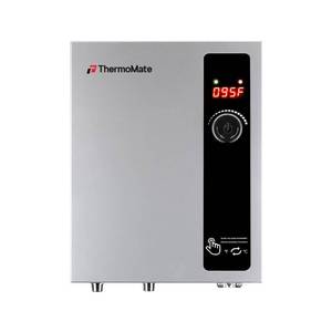 lot 1032 image: ThermoMate Electric Tankless Water Heater, 11kW 208240 Volt, On Demand Instant Hot Water Heater, Self Modulating Energy Saving, Save Space, 2.15GPM at 35°F Rise - Retail $195