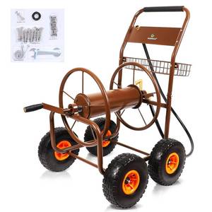 lot 1034 image: WERMAH 2025 Upgrade Hose Reel Cart, Hold Up to 300 ft of 58, Garden Hose Cart with 4 Wheels, Heavy Duty Freestanding Water Hose Reels for Outside Garden Lawn Yard Outdoor - Retail $140