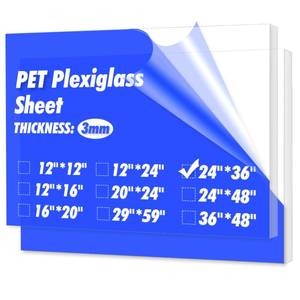 lot 1043 image: Art3d (2 Pack) 18 Thick Plexiglass Sheets - 36 x 24 PET Clear Sheets for Art Design��Craft Projects, Signs, DIY in Home, Wedding, Festival,Party,Office - Retail $42