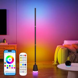 lot 1050 image: Clownya LED Corner Floor Lamp with App Control, Smart RGB Color Changing, Music Sync, Remote Control, 16 Million Colors,Modern Floor Lamp for Bedroom, Living Room - Retail $62