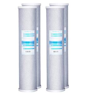 lot 1054 image: Geekpure 20 Inch Carbon Block Water Filter Reduce Chlorine Taste Odors for Whole House Filtration- 4.5 Inch x 20 Inch -5 Micron-Pack 4 - Retail $96