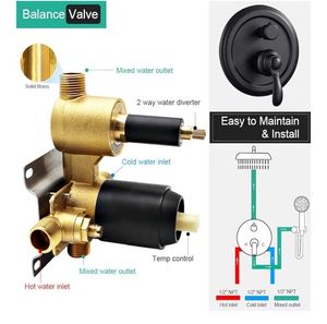 lot 1057 image: Homekicen Matte-Black Shower Faucet-Sets Complete Antique Rain Shower System in Wall, 9 inch Rainfall Head and Handheld Spray, Pressure Balance Brass Valve with Trim Kit - Retail $210