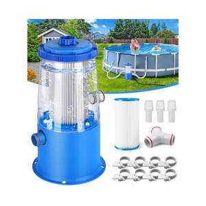 lot 1059 image: KimFilter Transparent 1000 GPH Above Ground Pool Filter Pump �� Easy Cartridge Status Viewing  Powerful Pool Cartridge Filter Pump System  Enhanced Circulation & Filtration for Crystal-Clear Water - Retail $63