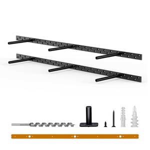 lot 1062 image: 2pcs Floating Shelf Bracket Heavy Duty Floating Mantel Bracket Black Metal Decorative Floating Shelf Hardware Hidden Shelving Mounting Brackets (34��X8��X1��) - Retail $95