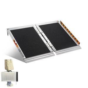 lot 1067 image: LEMNISCATE Portable Wheelchair Ramp 2FT, Wheelchair Ramps for Home Steps, Non-Slip Handicap Ramp with Handle, Folding Wheel Chair Ramps for Homes Steps, Stairs, Doorways, Scooter, 800LBS Capacity - Retail $85