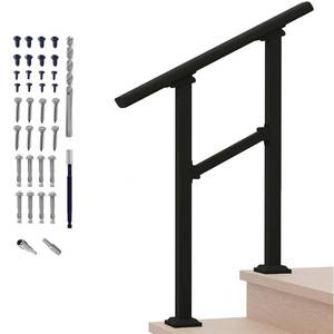 lot 1070 image: Metty Metal Hand Rails for Outdoor Steps,2 Step Stair Handrail & Indoor Stair Railing Kit��Metty Metal Railings for Outdoor Steps and Hand Rails for Seniors for Porch Railing - Retail $48
