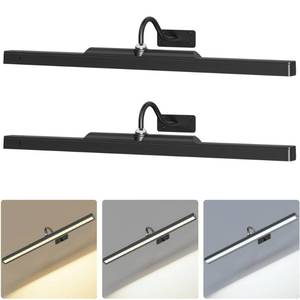 lot 1071 image: Craftersmark 2 Pack Lights for Pictures on Wall Black - Cordless Battery Powered Wall Art Lighting with Dimmable Remote for Living Room, Bedroom & Hallway - Retail $45