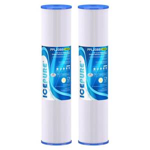 lot 1075 image: ICEPURE 20 x 4.5 Whole House Pleated Sediment Filter for Well Water,Remove Rust,Chlorine, Replacement Cartridge for ECP5-BB, AP810-2, HDC3001, SPC-45-1005, CP5-BB, ECP1-20BB, S1-20BB,R30-20BB,2Pack - Retail $54