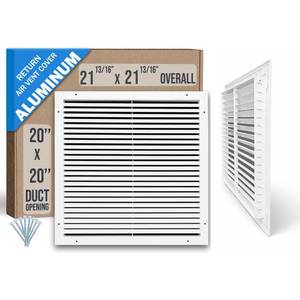 lot 1083 image: Fits 20x20 Duct Opening  Aluminum Return Air Grille by Handua  Vent Cover Grill for Sidewall and Ceiling  Rust Free  Durable Powder Coating  HVAC Cold Air Intake Grille  White - Retail $76