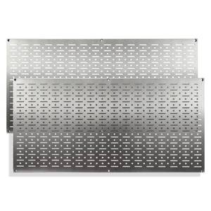 lot 1086 image: Cxforste Peg Board, 2 PCS 32 x 16 Silvery Heavy-Duty Metal Pegboard Panels, High-Capacity Wall Mount Peg Board for Tool Storage, Workshop, Kitchen, Garage & Office Organization - Retail $56