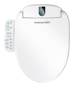 lot 1088 image: WONDERSKY Elongated Bidet Toilet Seat, Smart Heated Toilet Seat with Warm Water and Dryer, Soft Close Bidet Seat with Adjustable Temperature, Stainless Steel Nozzle - Retail $200