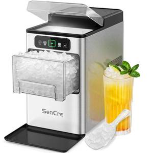 lot 1092 image: SenCre Nugget Ice Maker 40lbsDay, Countertop Ice Maker Soft Chewable Ice, Ice Makers One-Click & Self-Cleaning, Crushed Pellet Ice Machine with Scoop & Basket for HomeKitchenOffice, Stainless Silver - Retail $409