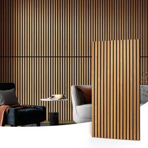 lot 1094 image: Art3d 2-Pack Acoustic Wood Slat Wall Panels for Interior Decor, 3D Fluted Sound Absorbing Wood Paneling for Accent Wall Ceiling Kitchen Living Room Bedroom Office, 47.2 x 23.6 inch Teak - Retail $120