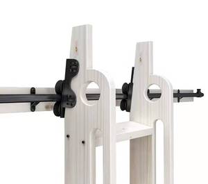lot 1097 image: DIYHD 12FT Sliding Library Ladder Black Track Kit,Stand Up Tensible Rolling Hardware,Brake Bottom Wheels - Retail $215