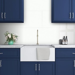 lot 1016 image: 10-Sheet Subway Peel and Stick Backsplash, 12 x 24 Glossy Pure White Acrylic Self Adhesive Waterproof Wall Stickers, Stick on Tiles for Kitchen Bathroom Shower - Retail $60